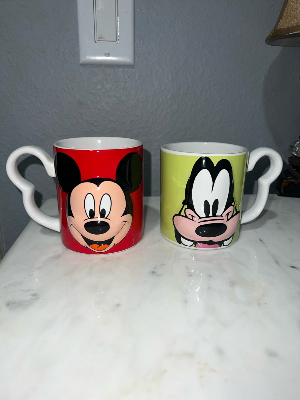 Disney Mickey & Goofy Ceramic Mug Set - Red and Lime